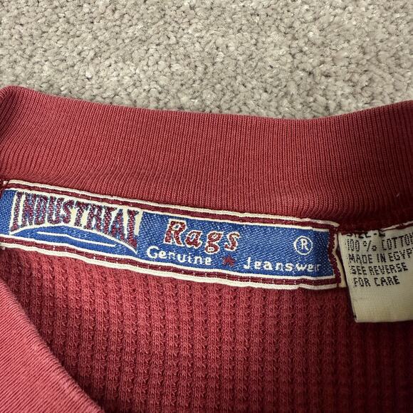 Burgundy Vintage Waffle Knit Shirt Size L 1/4 Button Up Indie Skate Grunge - Picture 4 of 4